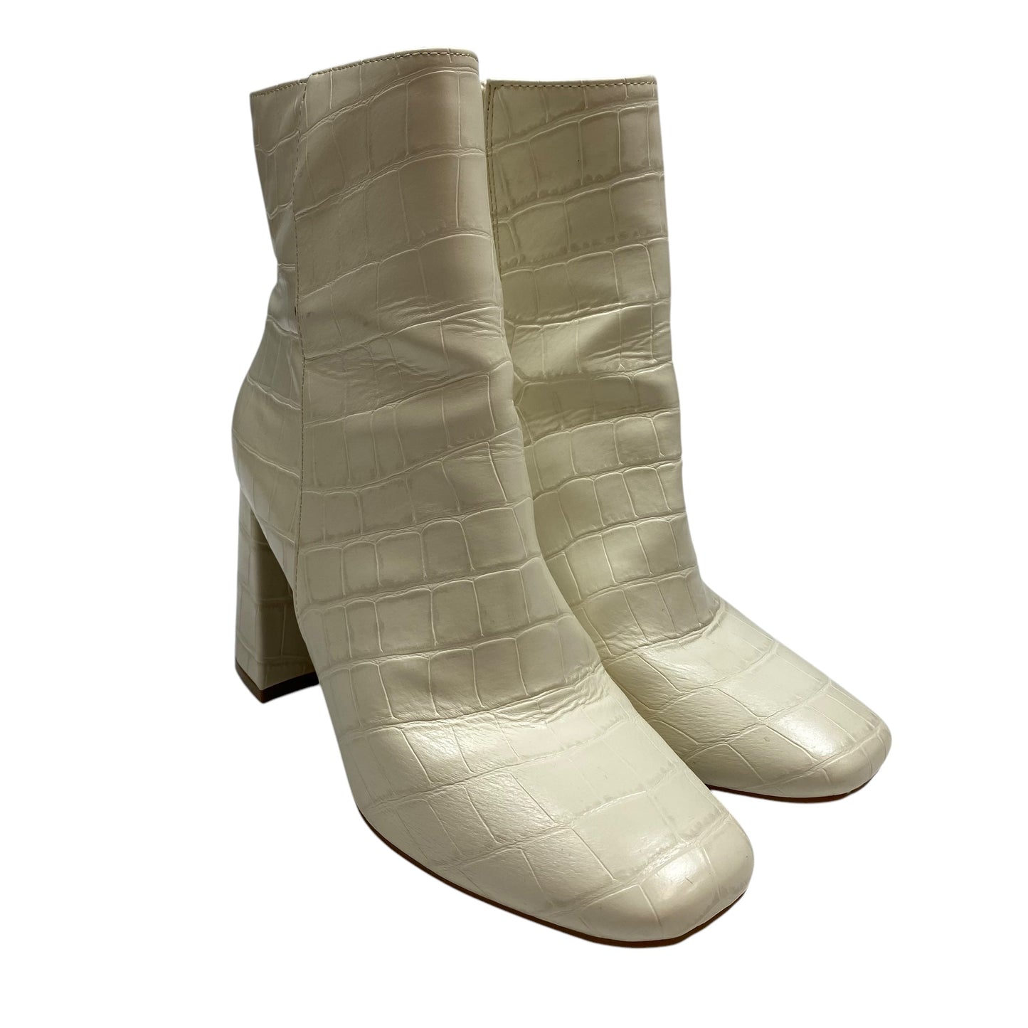 Boots Ankle Heels By Bamboo In Cream, Size: 8