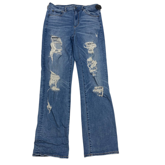 Jeans Straight By American Eagle In Blue Denim, Size: 14l