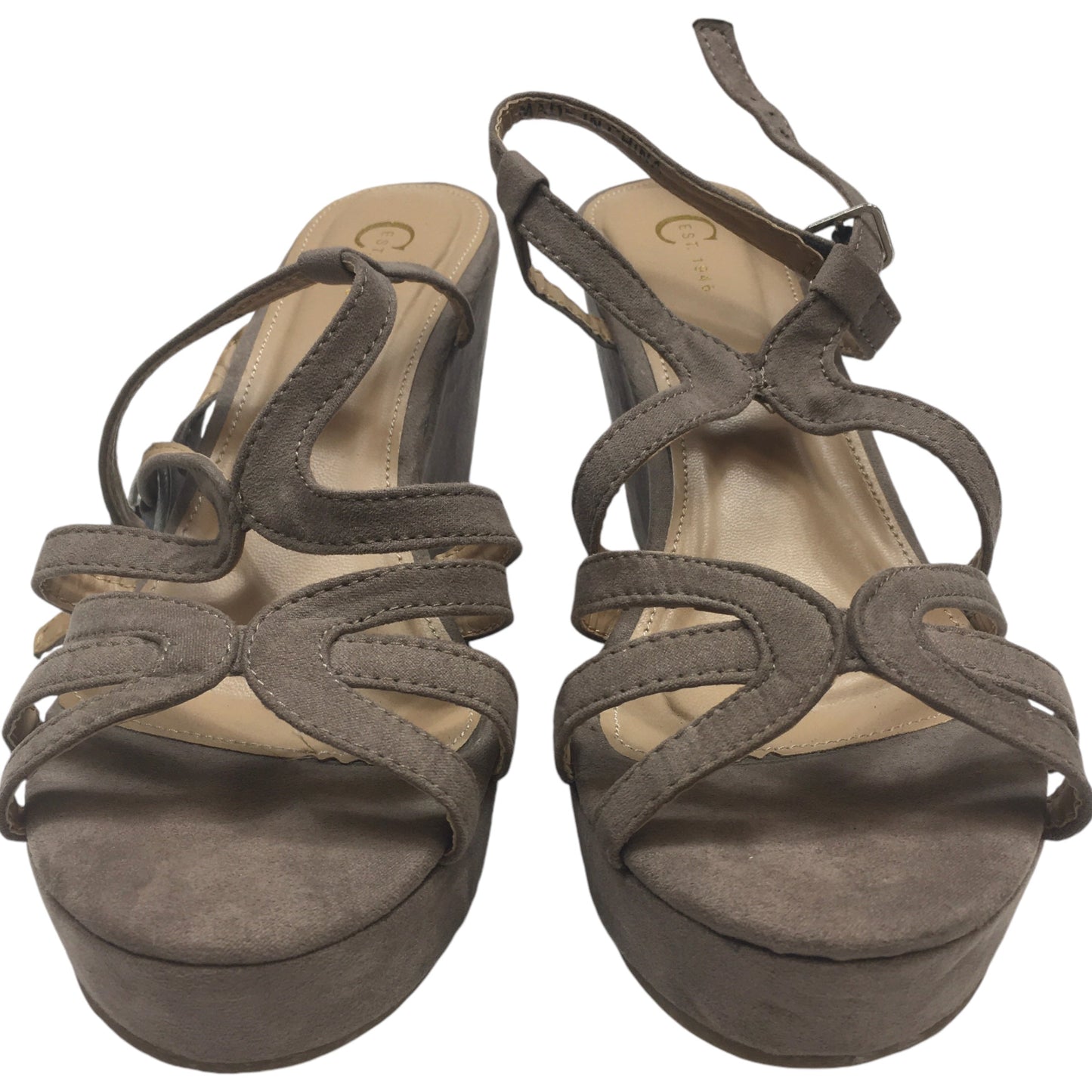 Sandals Heels Wedge By Cato In Grey, Size: 8