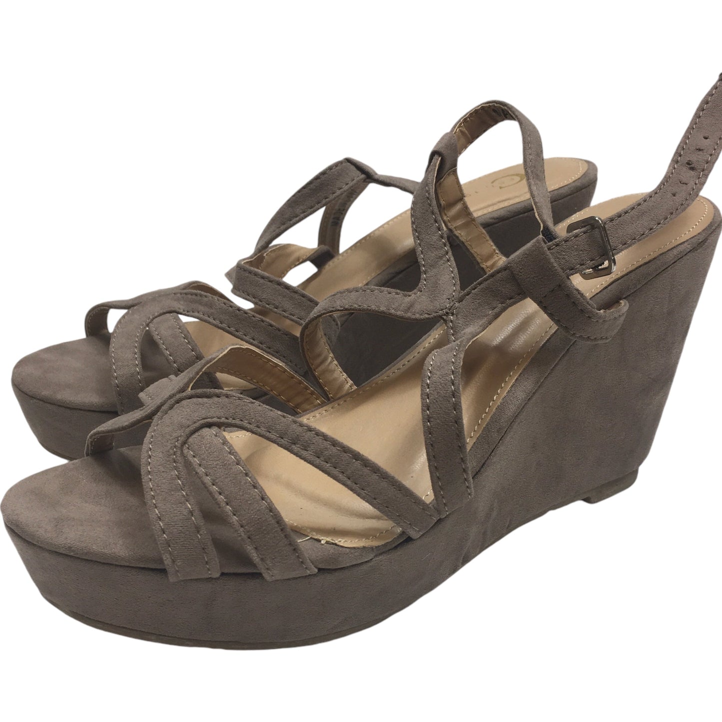 Sandals Heels Wedge By Cato In Grey, Size: 8