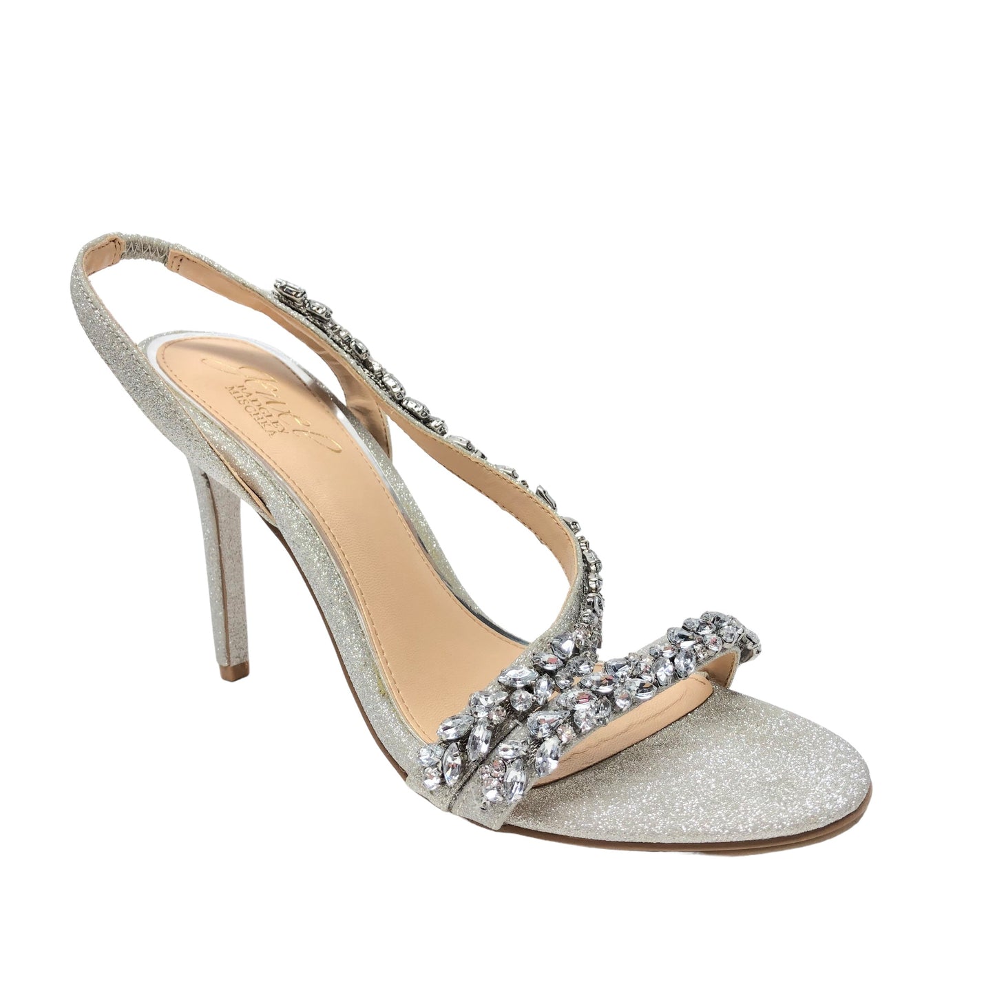 Sandals Heels Stiletto By Badgley Mischka In Silver, Size: 7.5