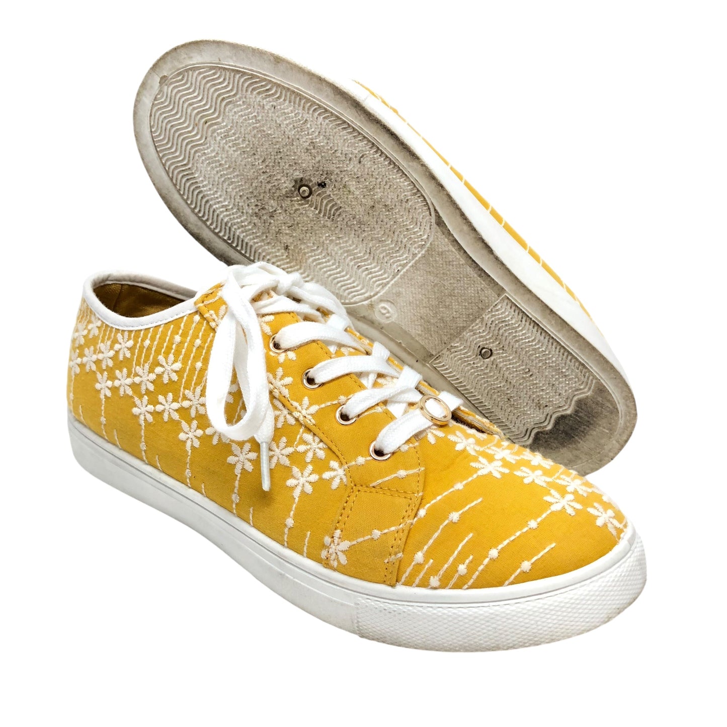 Shoes Sneakers By Cato In Yellow, Size: 9