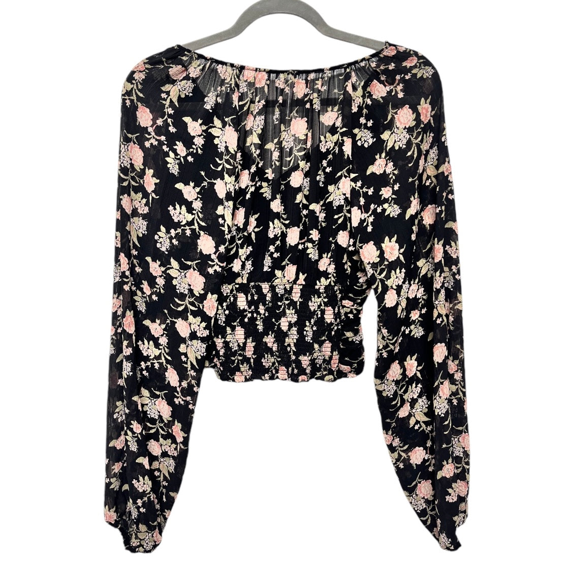 Blouse Long Sleeve By Free People In Black & Pink, Size: Xs