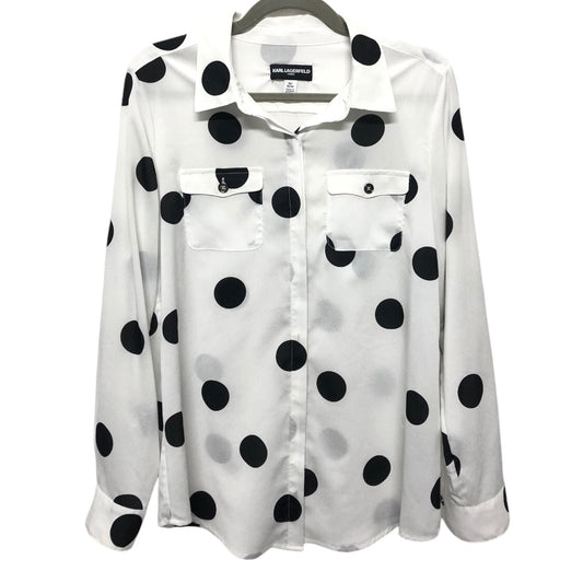 Blouse Designer By Karl Lagerfeld In Black & White, Size: M