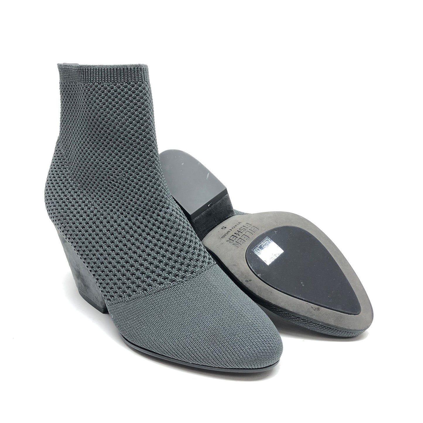 Grey Boots Ankle Heels Eileen Fisher, Size 5