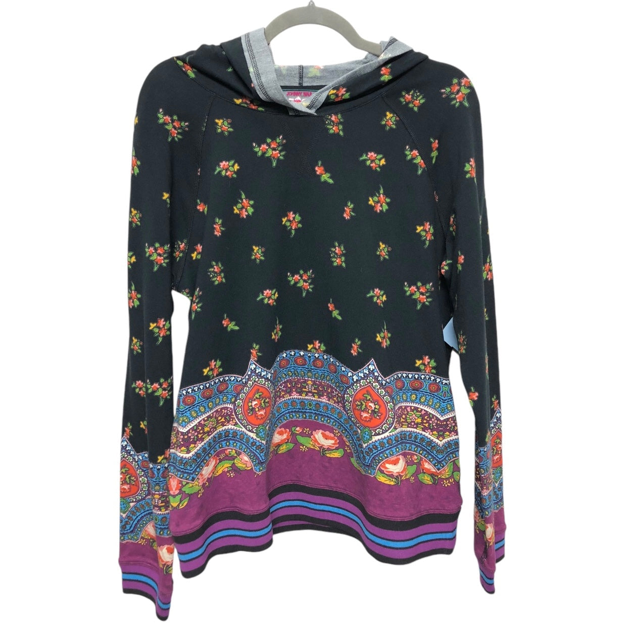 Sweatshirt Hoodie By Johnny Was In Black & Purple, Size: S