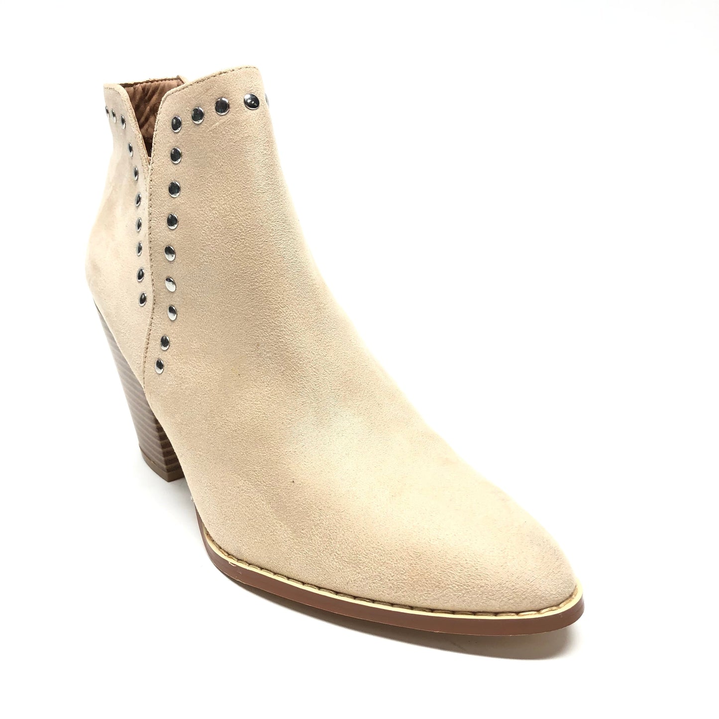 Boots Ankle Heels By Cme In Cream, Size: 9.5