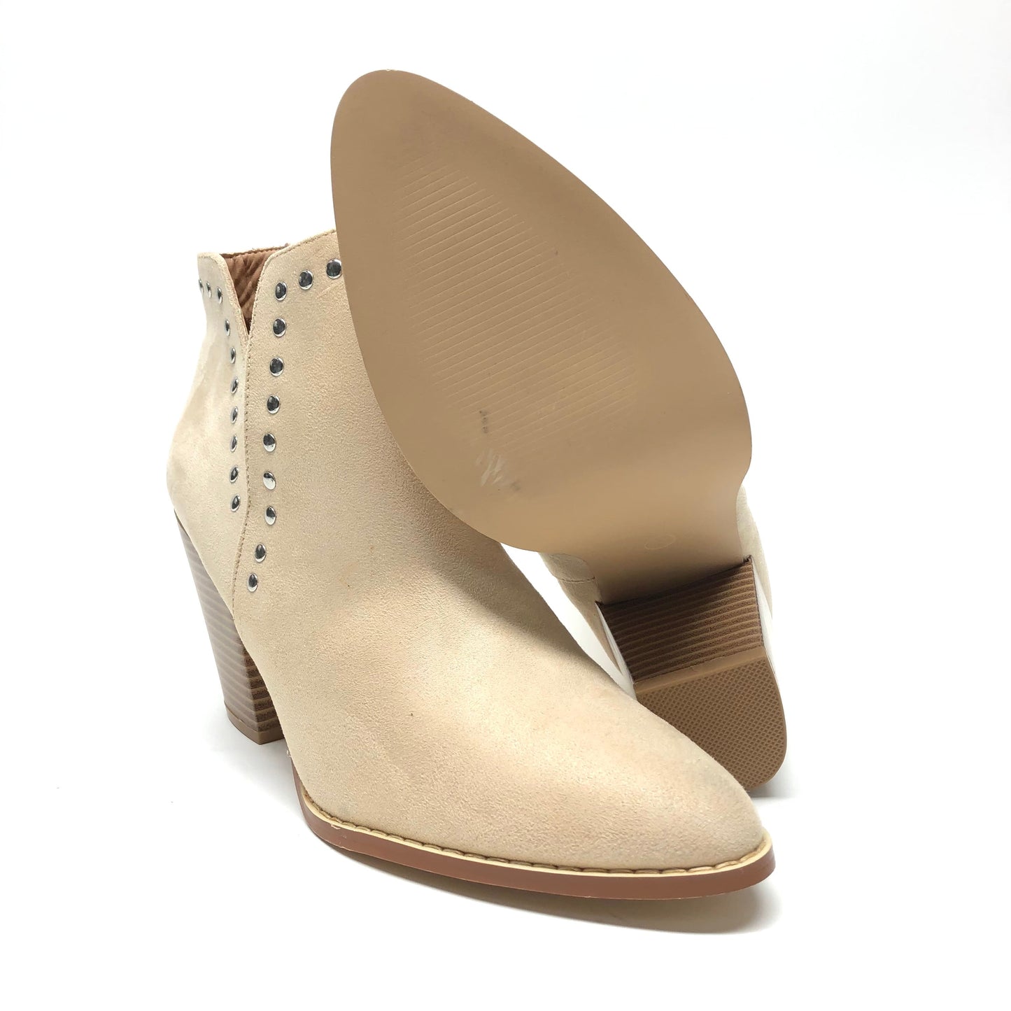 Boots Ankle Heels By Cme In Cream, Size: 9.5