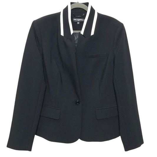 Blazer Designer By Karl Lagerfeld In Black & White, Size: 14