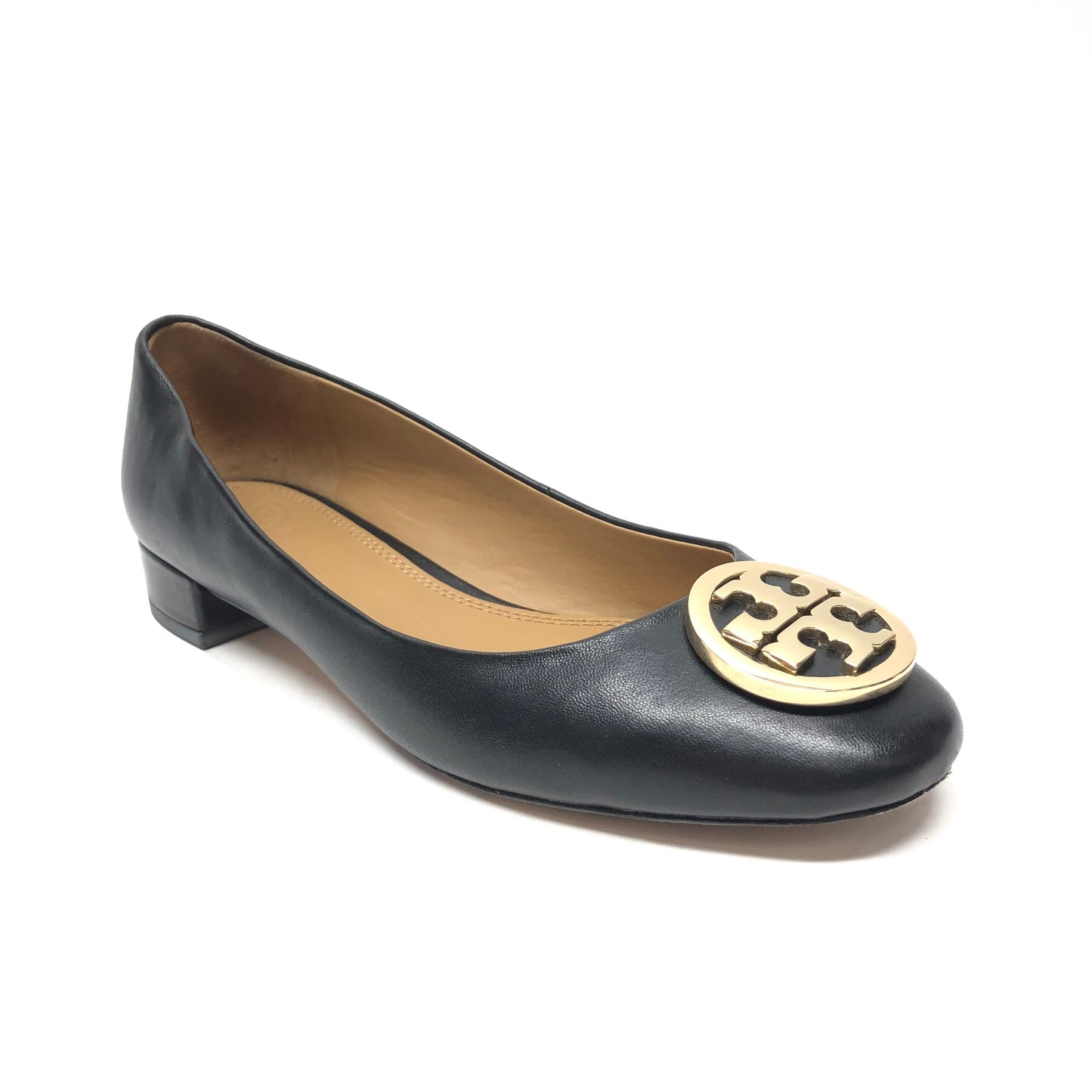 Shoes Designer By Tory Burch In Black & Gold, Size: 5.5