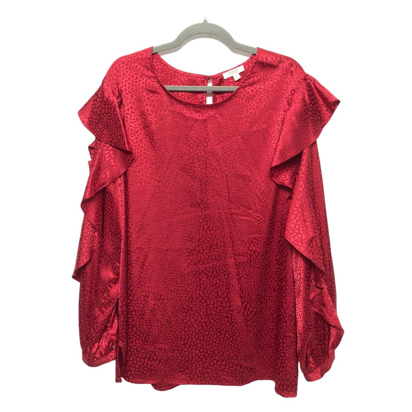 Red Blouse Short Sleeve Oddi, Size 1x