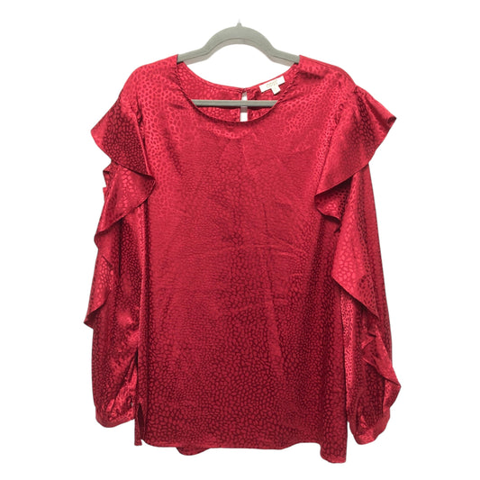 Red Blouse Short Sleeve Oddi, Size 1x