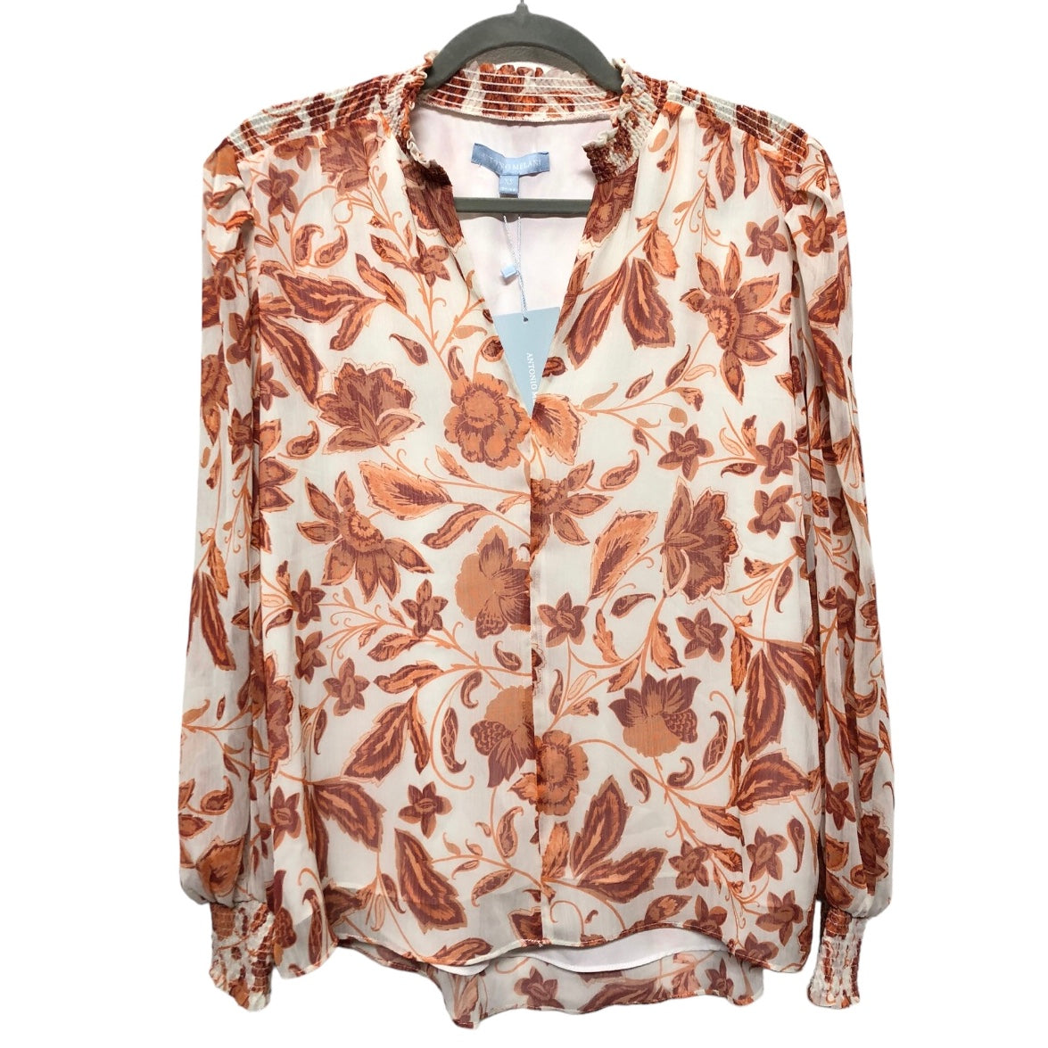 Blouse Long Sleeve By Antonio Melani In Orange & White, Size: Xs