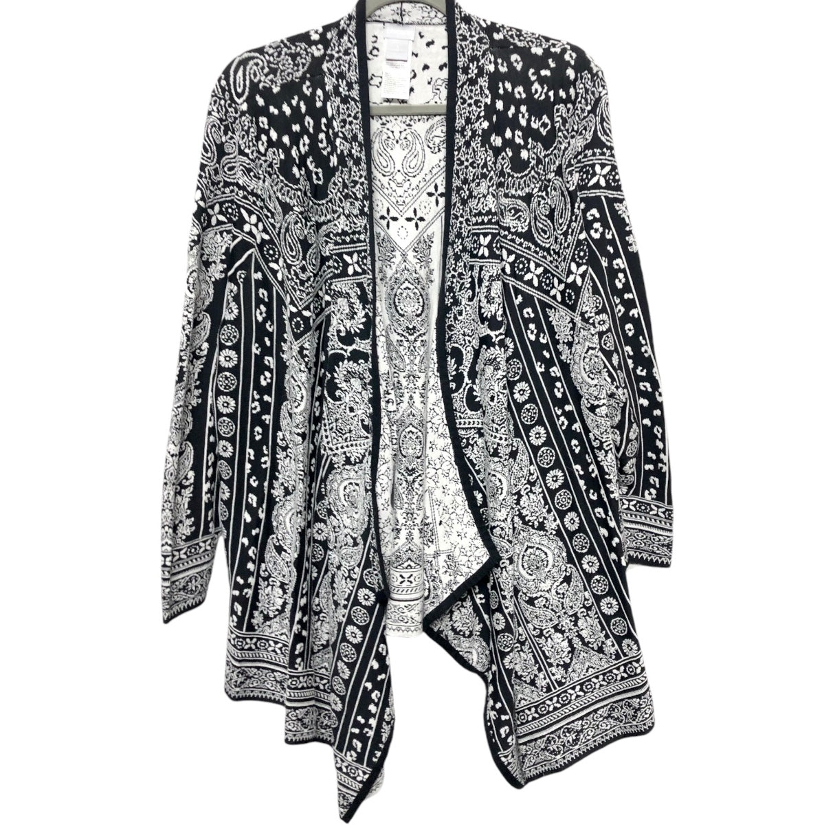 Cardigan By Chicos In Black & White, Size: Xl