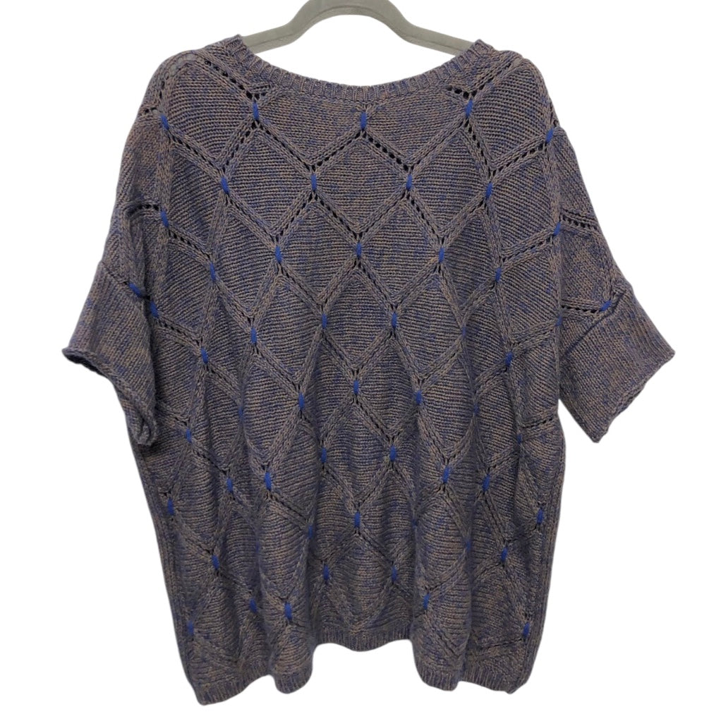 Sweater Short Sleeve By Moth In Blue & Tan, Size: M