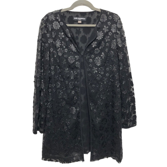 Cardigan Designer By Karl Lagerfeld In Black, Size: L