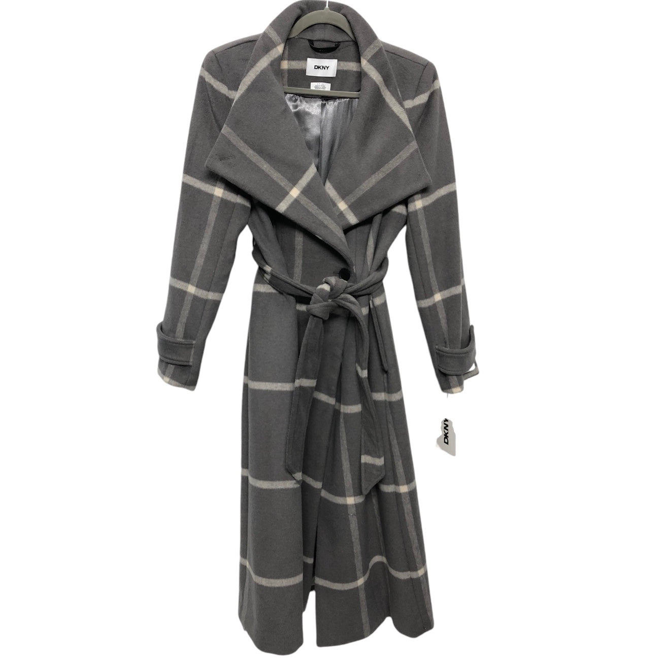 Coat Wool By Dkny In Grey & White, Size: S