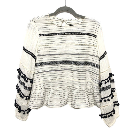 Black & Cream Top Long Sleeve Zara, Size L