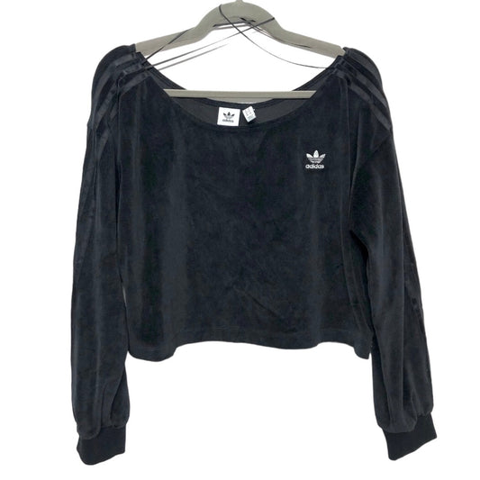 Black Athletic Top Long Sleeve Collar Adidas, Size M