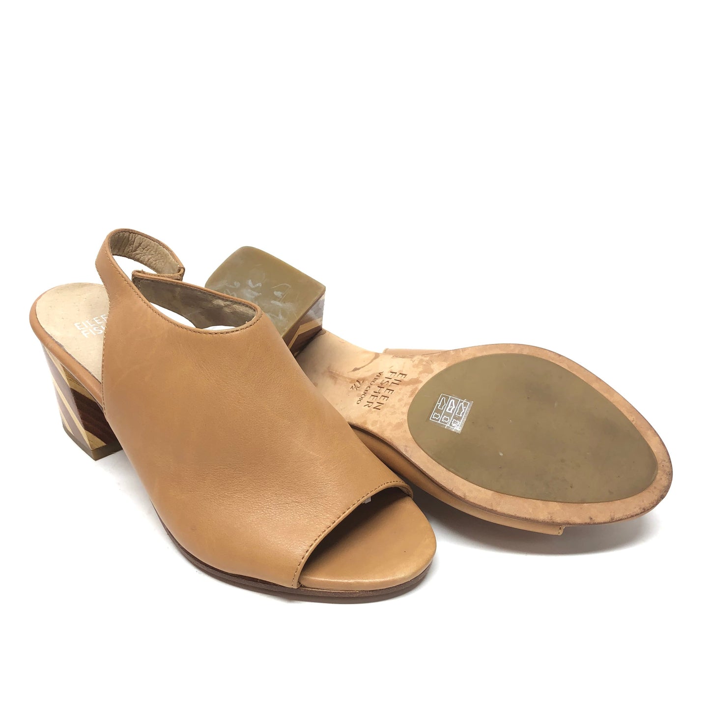 Sandals Heels Block By Eileen Fisher In Tan, Size: 7.5