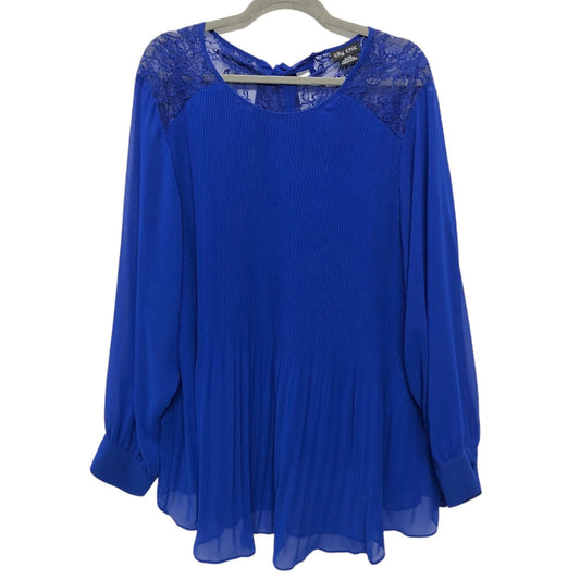 Blouse Long Sleeve By City Chic In Blue, Size: Xl