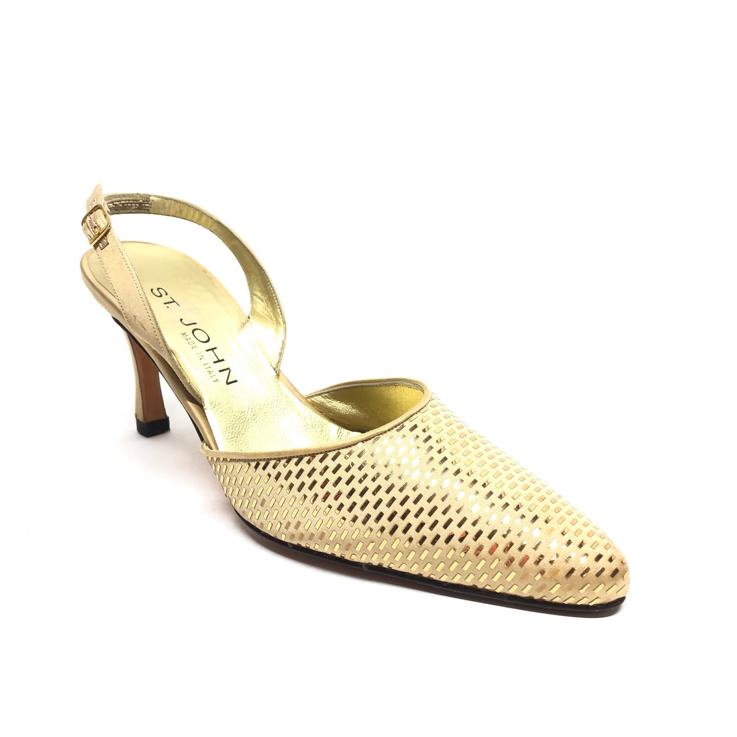 Shoes Luxury Designer By St John Collection In Gold, Size: 7.5