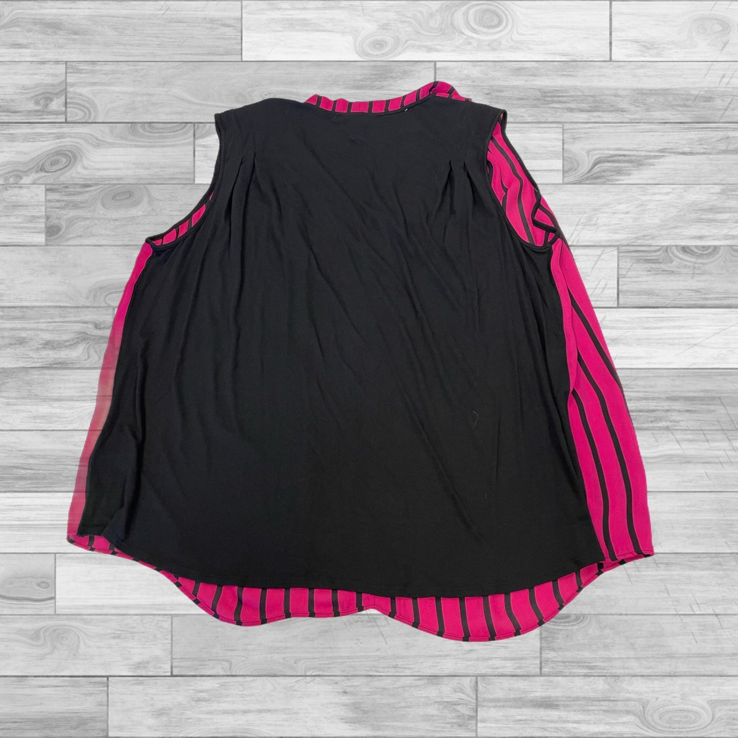 Top Sleeveless By Worthington In Black & Pink, Size: 2x