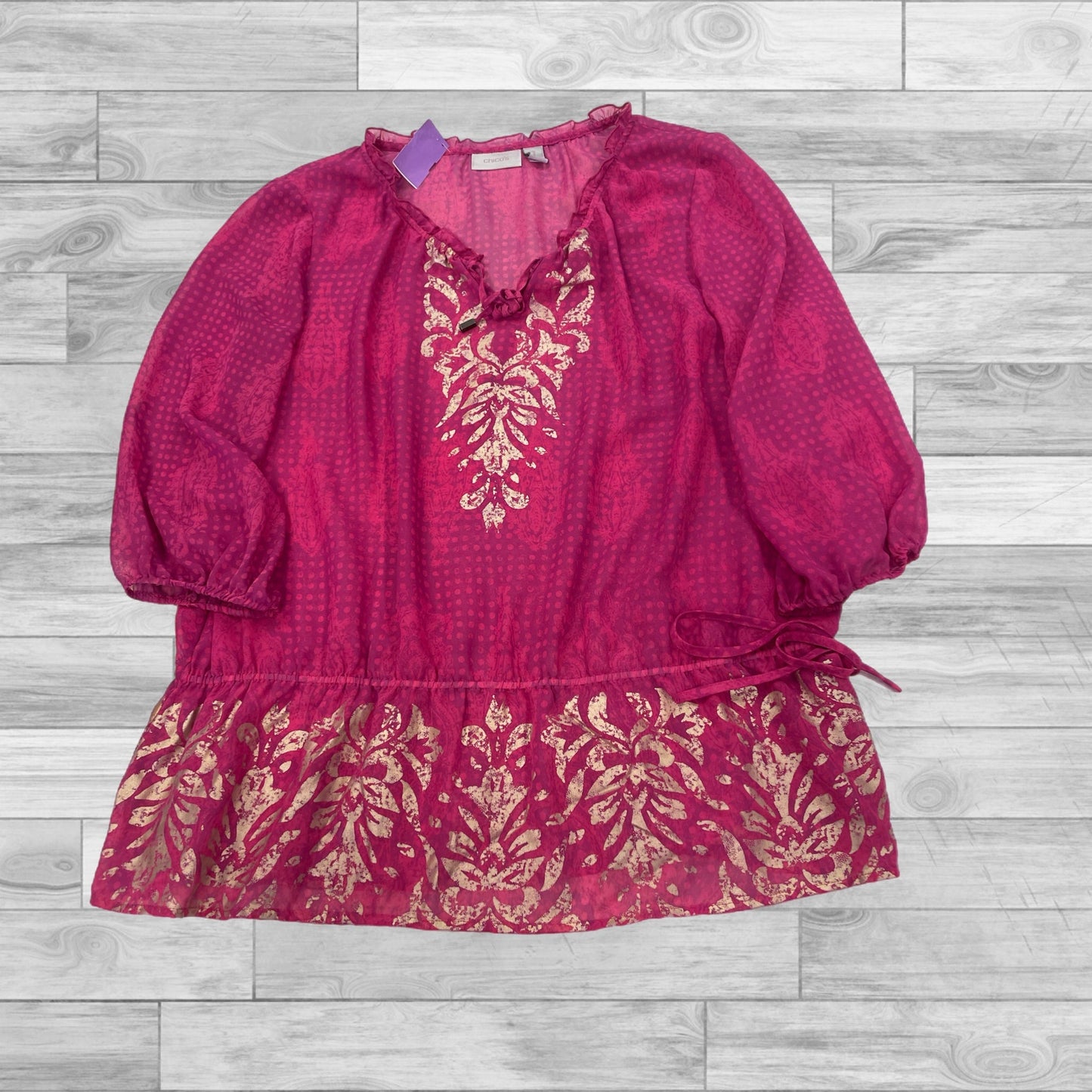 Top 3/4 Sleeve By Chicos In Pink, Size: 3 (XL)