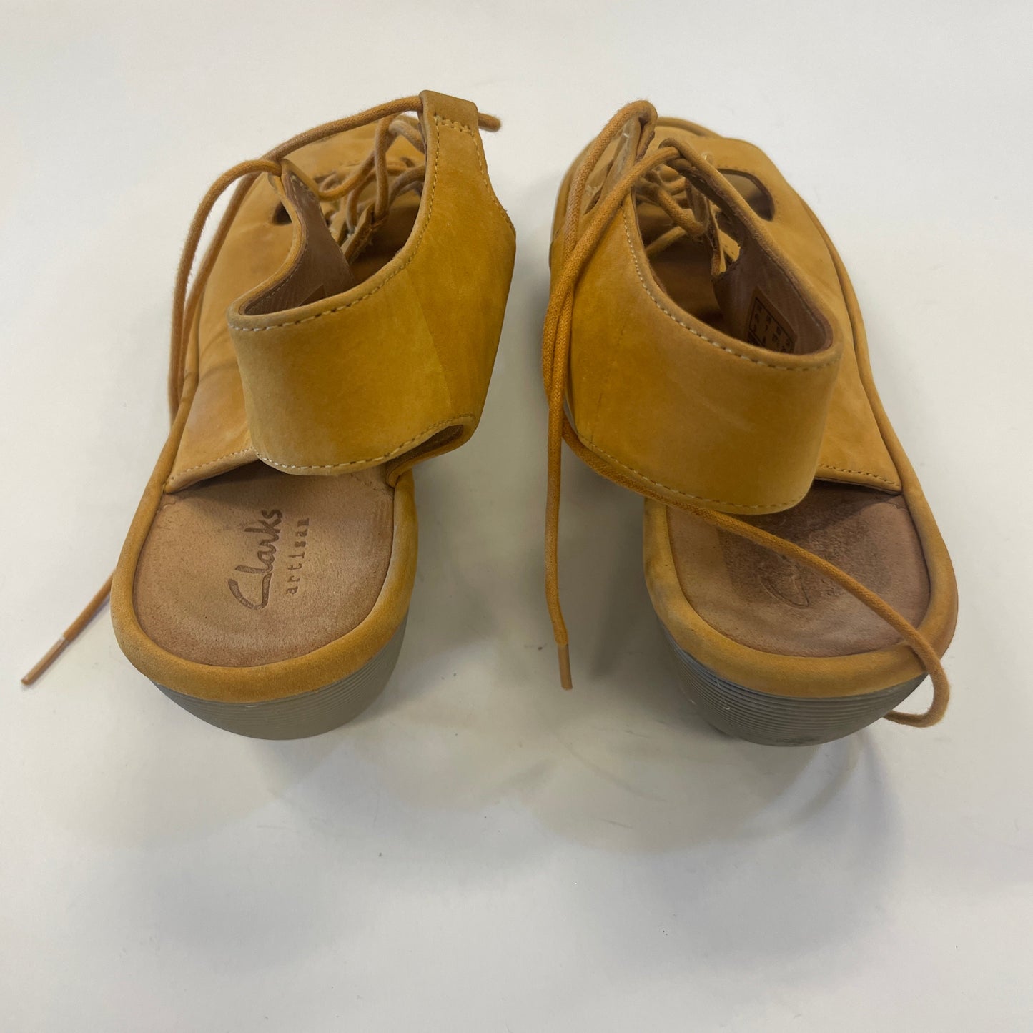 Shoes Heels Wedge By Clarks In Yellow, Size: 7