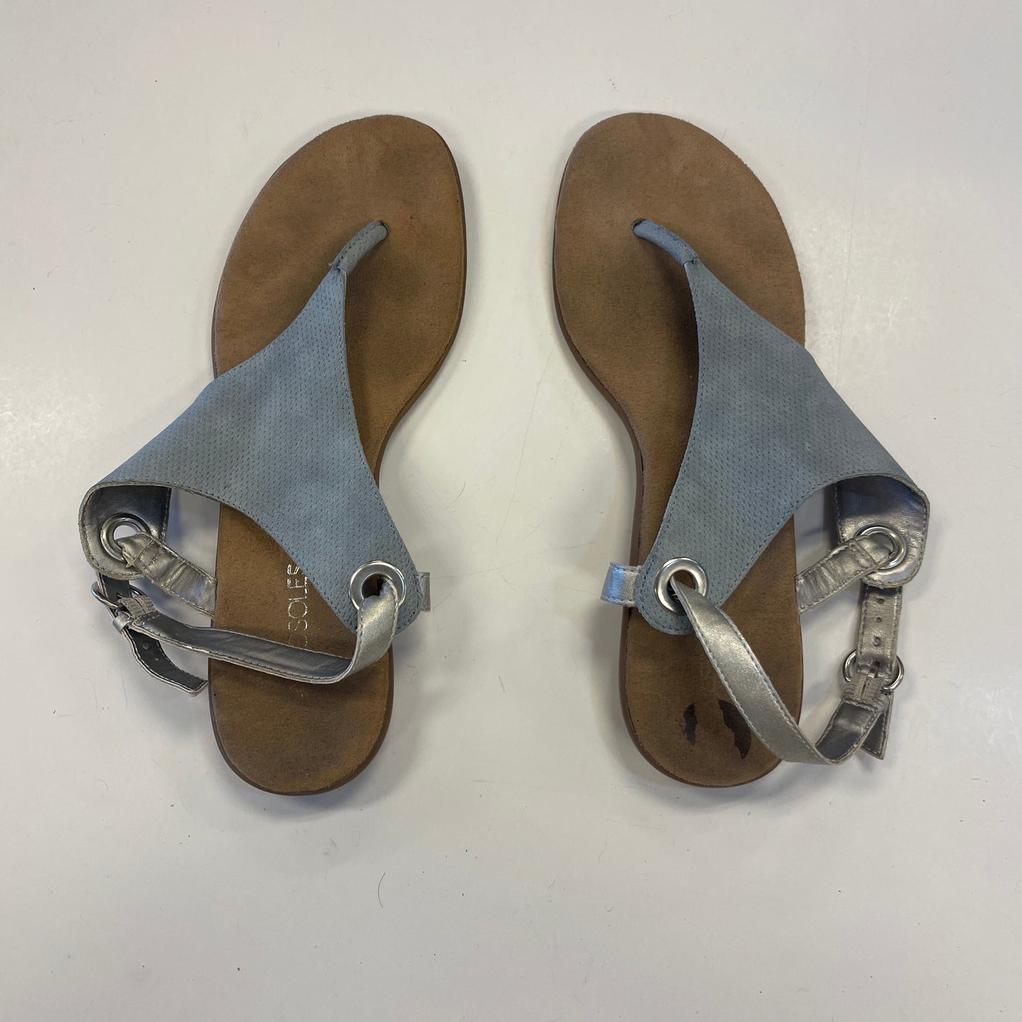 Sandals Flats By Aerosoles In Grey & Tan, Size: 9.5