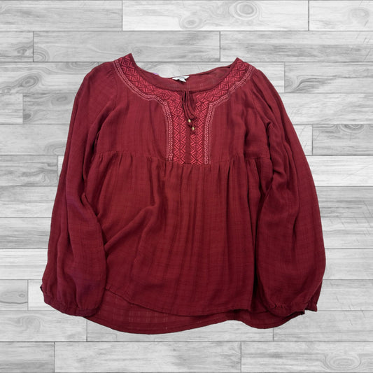 Top Long Sleeve By Sonoma In Red, Size: L