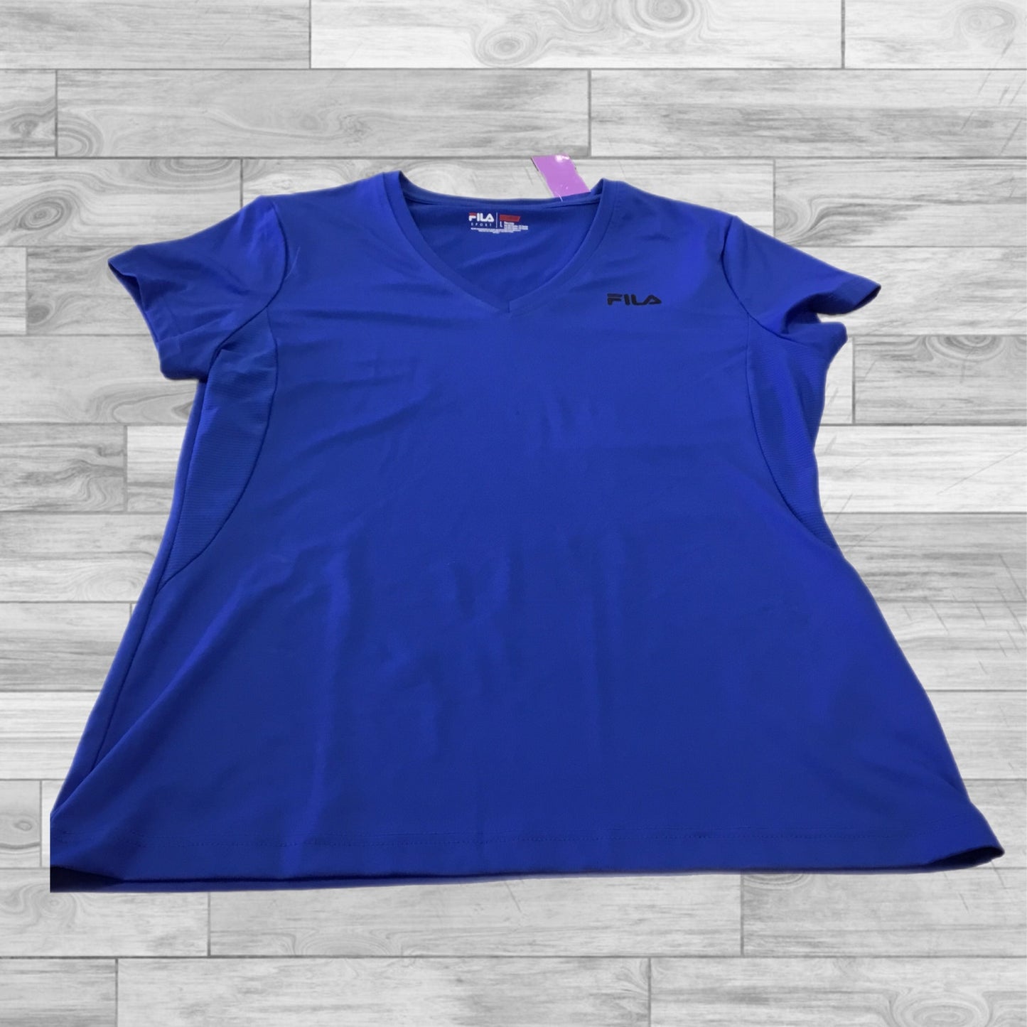 Athletic Top Short Sleeve By Fila In Blue, Size: L