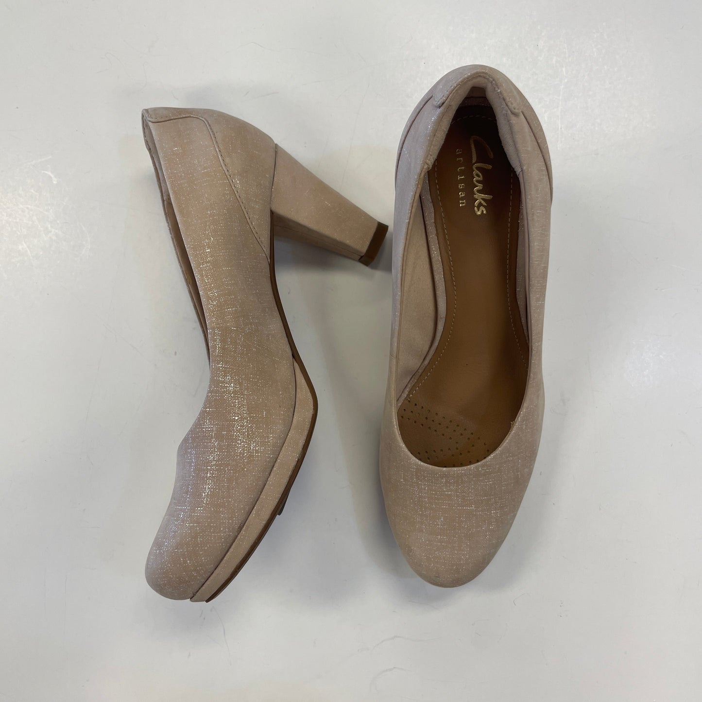 Shoes Heels Block By Clarks In Beige, Size: 6.5