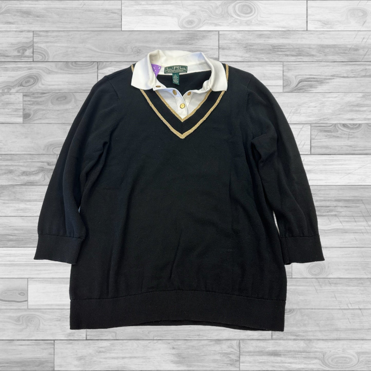 Top Long Sleeve By Ralph Lauren In Black, Size: L