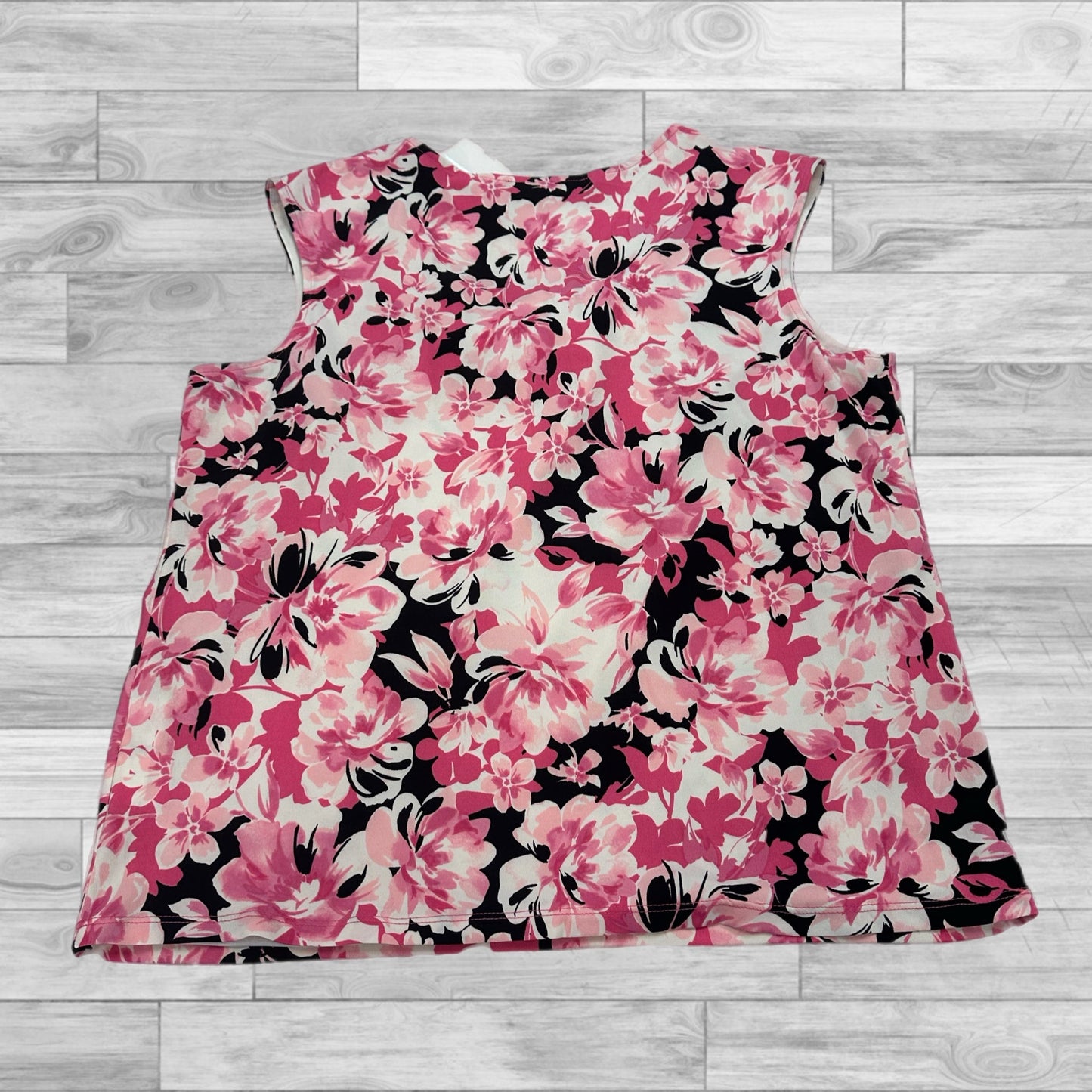 Top Sleeveless By Kasper In Black & Pink, Size: L