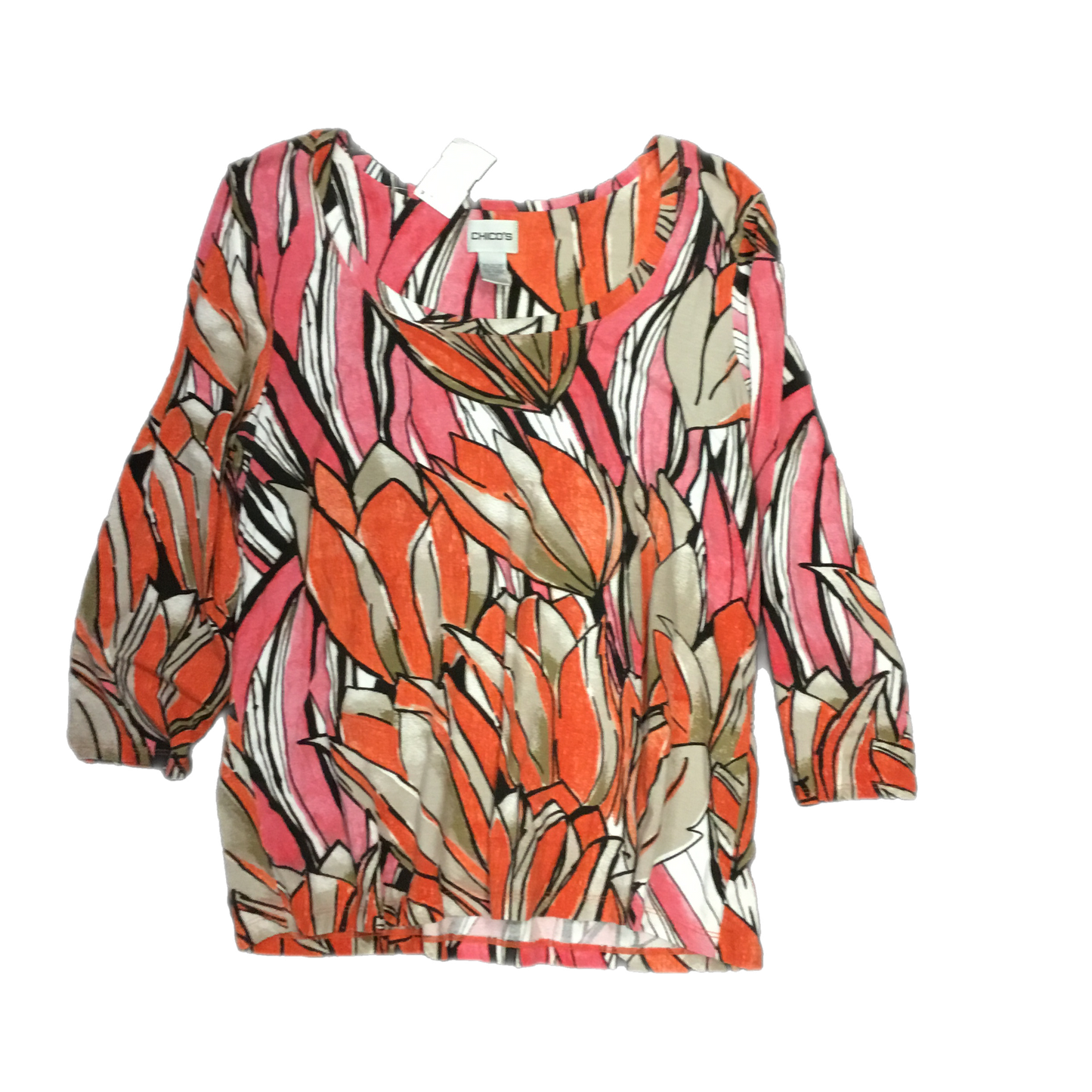 Top 3/4 Sleeve By Chicos In Floral Print, Size: 2