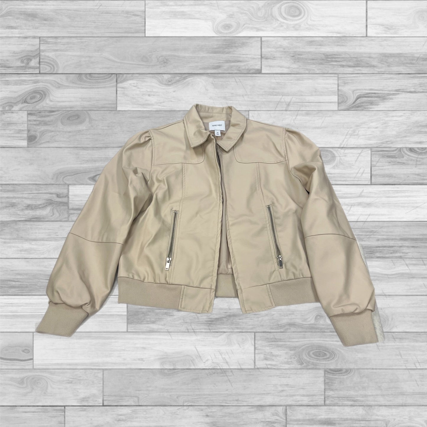 Jacket Moto By Nine West In Beige, Size: M