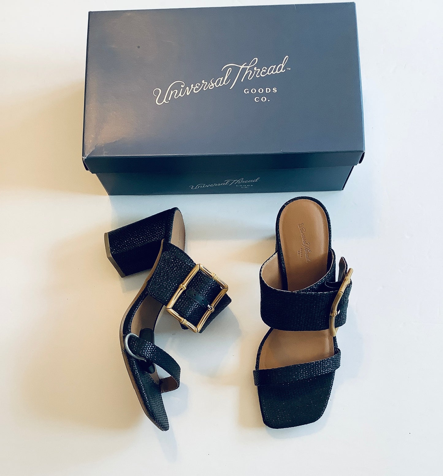 Sandals Heels Block By Universal Thread In Black, Size: 7.5