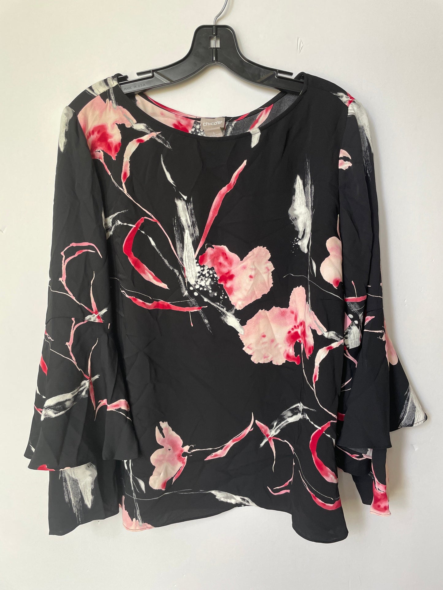 Black Top Long Sleeve Chicos, Size Xl