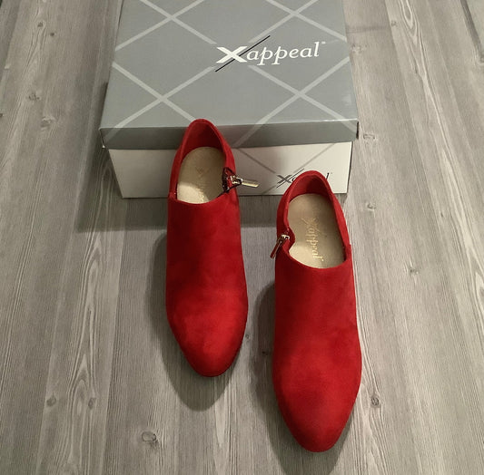 Red Boots Ankle Heels Xappeal, Size 9