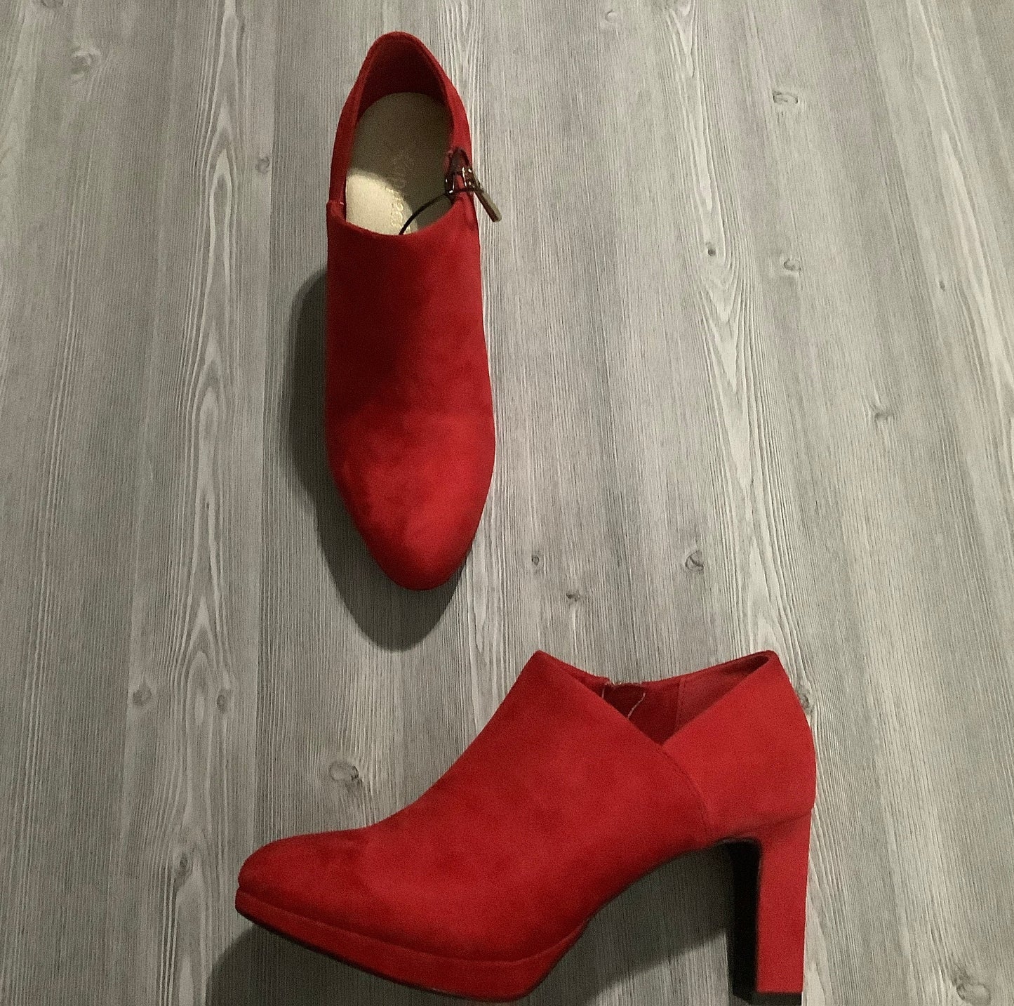 Red Boots Ankle Heels Xappeal, Size 9