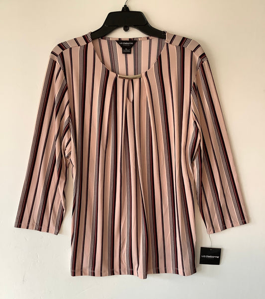 Top Long Sleeve By Liz Claiborne In Striped Pattern, Size: Xl