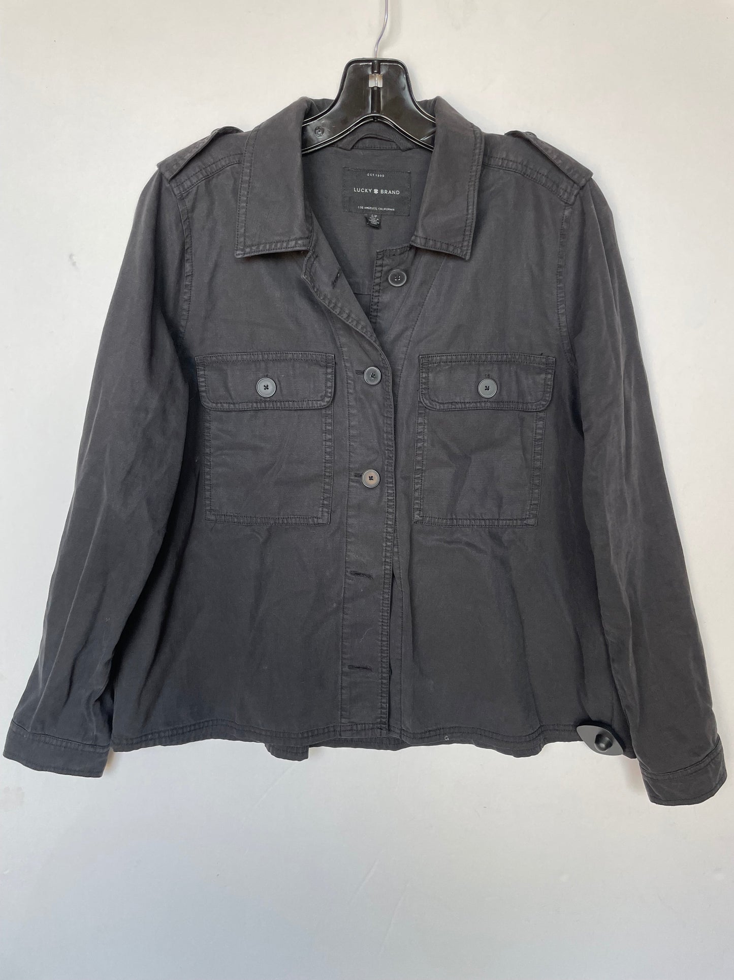 Jacket Shirt By Lucky Brand In Black, Size: S