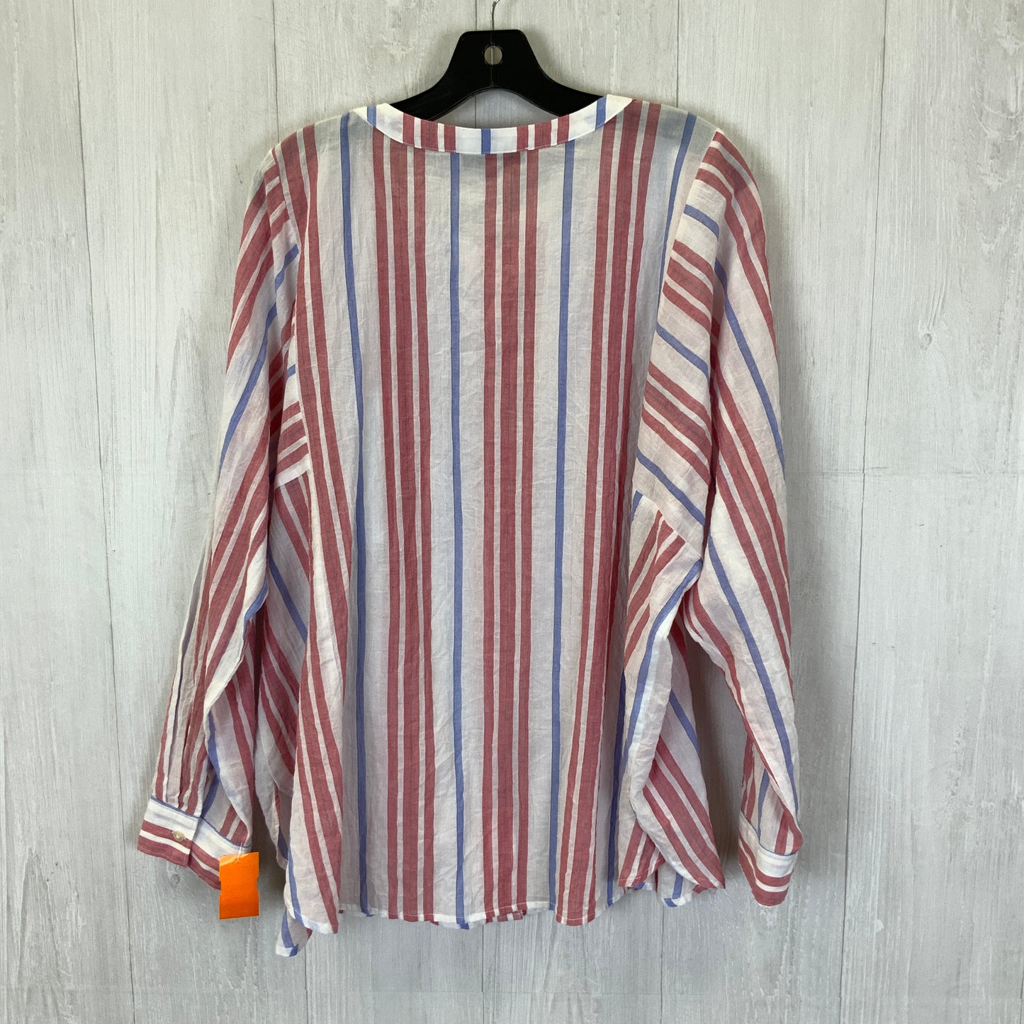 Blouse Long Sleeve By Loft In Blue & Red & White, Size: Xl