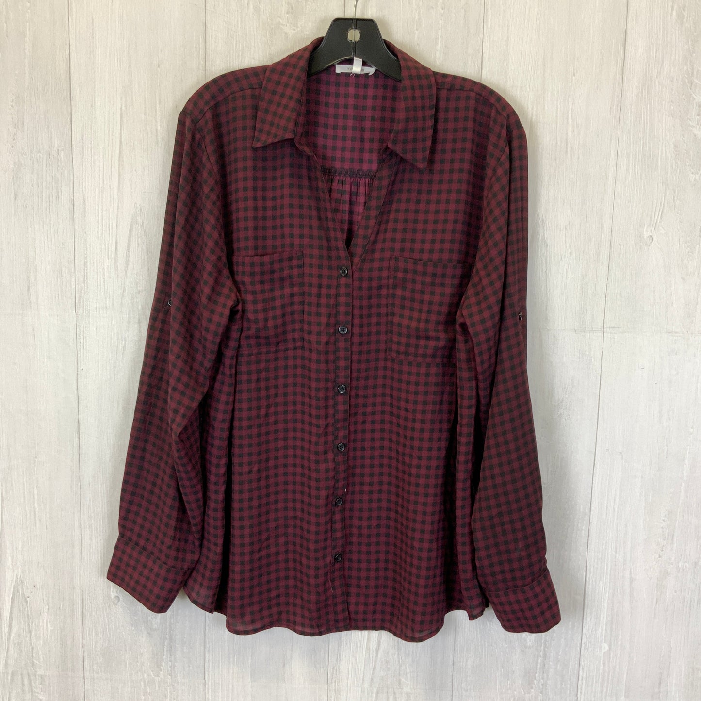 Blouse Long Sleeve By Maurices In Black & Purple, Size: Xl