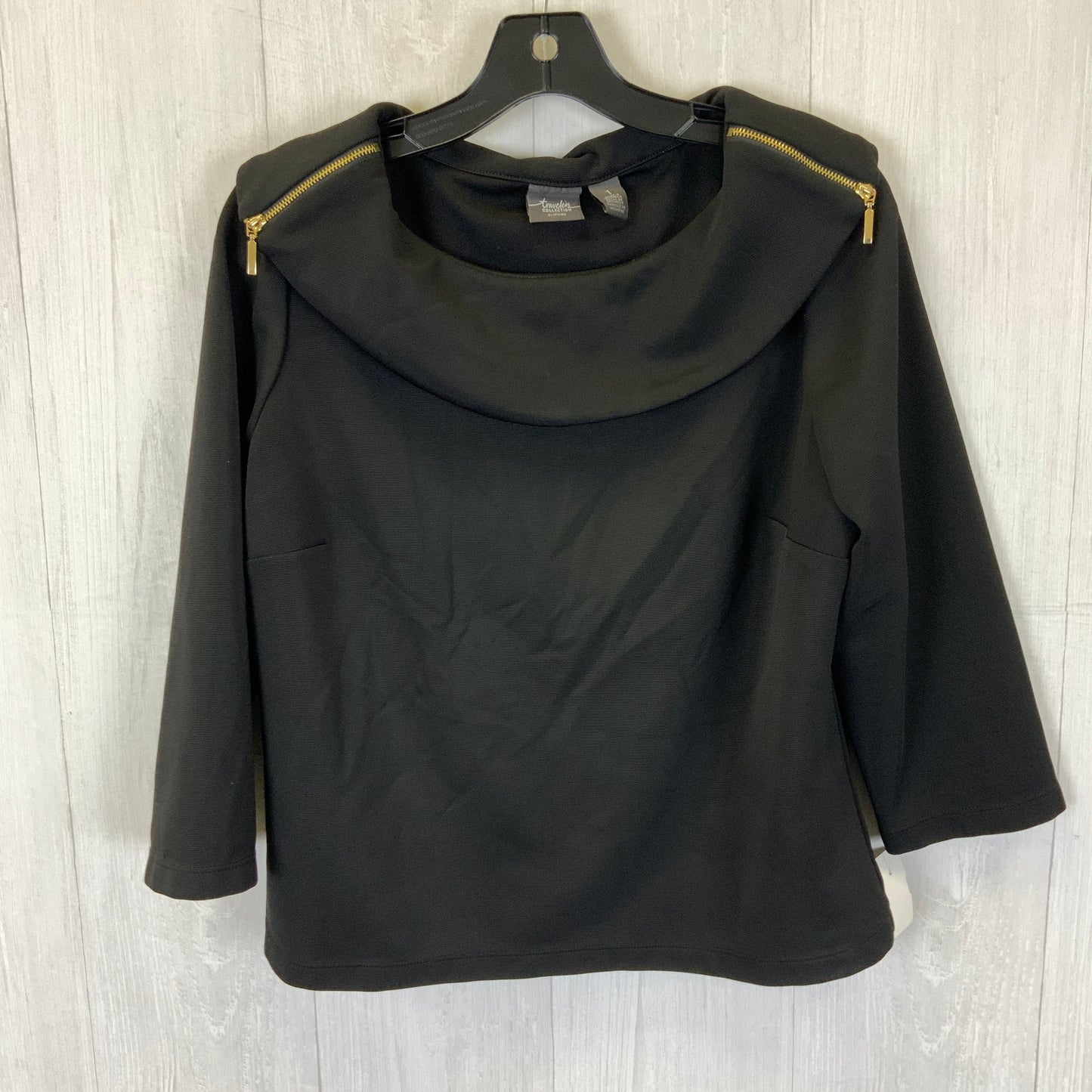 Top 3/4 Sleeve By Chicos In Black, Size: M