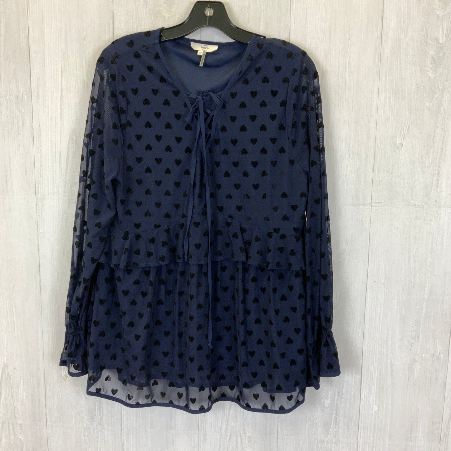 Top Long Sleeve By Cato In Navy, Size: M