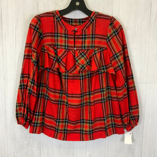 Top Long Sleeve By J. Crew In Plaid Pattern, Size: Xxs