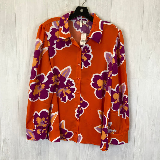 Top Long Sleeve By Cato In Orange & Purple, Size: Xl