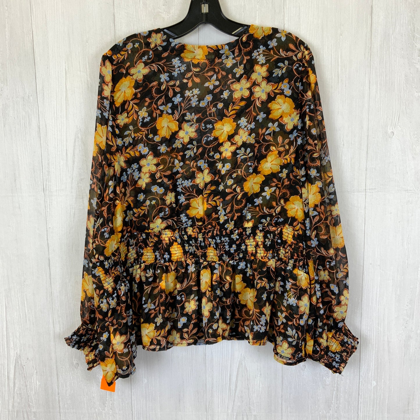 Blouse Long Sleeve By Old Navy In Black Floral, Size: 3x